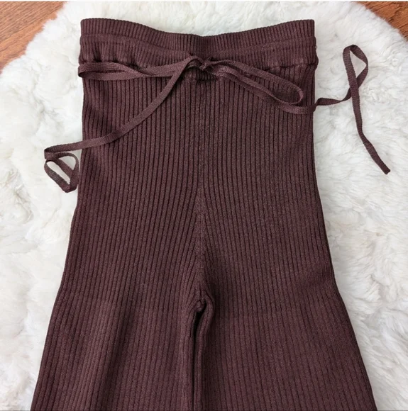 China Peter Do Brown Flared Ribbed Pants small - Picture 9 of 16